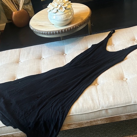 L’agence Black 2 Piece Distressed Black Knit Slip Maxi DressSize XS